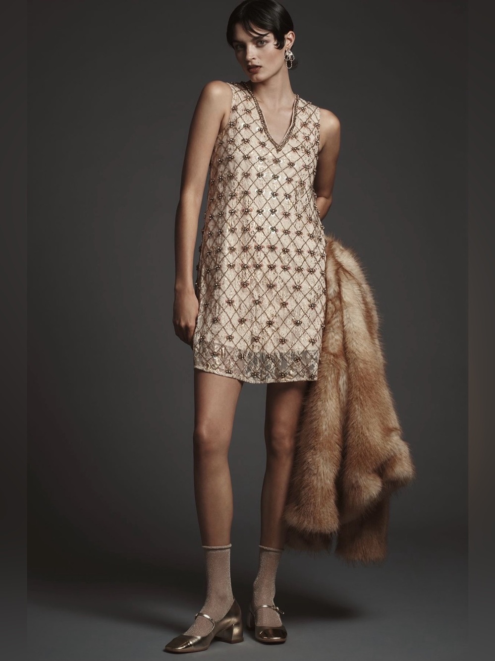 NWT Anthropologie Let Me Be Crystal-Embellished Mini Shift Dress size S.